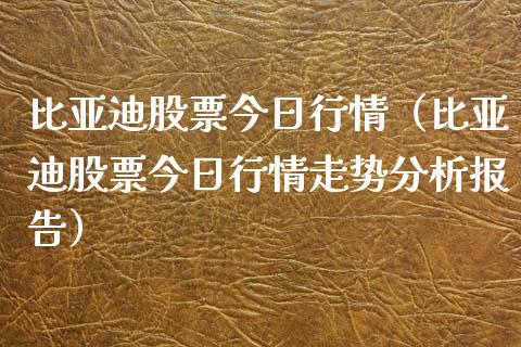 比亚迪股票今日行情（比亚迪股票今日行情走势分析报告）_https://www.kuaijiepai.net_国际股建_第1张