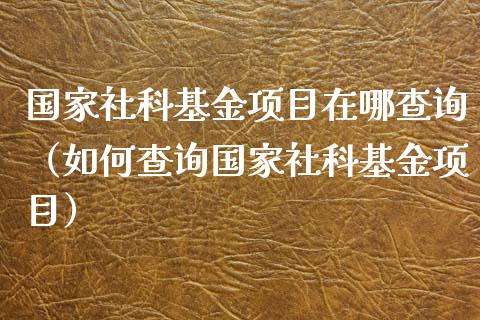 国家社科基金项目在哪查询（如何查询国家社科基金项目）_https://www.kuaijiepai.net_期货理财_第1张