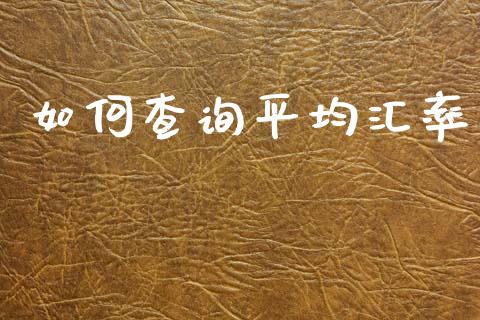 如何查询平均汇率_https://www.kuaijiepai.net_股票理论_第1张