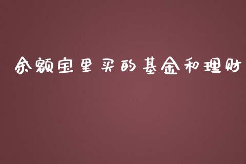 余额宝里买的基金和理财_https://www.kuaijiepai.net_投资理财_第1张