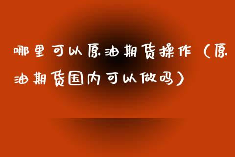 哪里可以原油期货操作（原油期货国内可以做吗）_https://www.kuaijiepai.net_国际期货_第1张