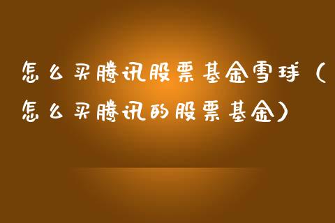 怎么买腾讯股票基金雪球（怎么买腾讯的股票基金）_https://www.kuaijiepai.net_国际股建_第1张