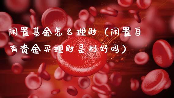 闲置基金怎么理财（闲置自有资金买理财是利好吗）_https://www.kuaijiepai.net_投资理财_第1张