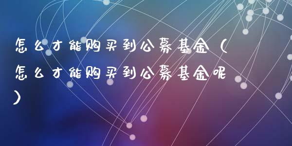 怎么才能购买到公募基金（怎么才能购买到公募基金呢）_https://www.kuaijiepai.net_期货理财_第1张