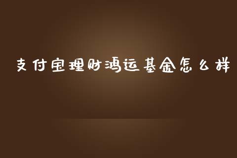 支付宝理财鸿运基金怎么样_https://www.kuaijiepai.net_期货理财_第1张