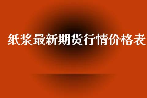 纸浆最新期货行情价格表_https://www.kuaijiepai.net_期货在线_第1张