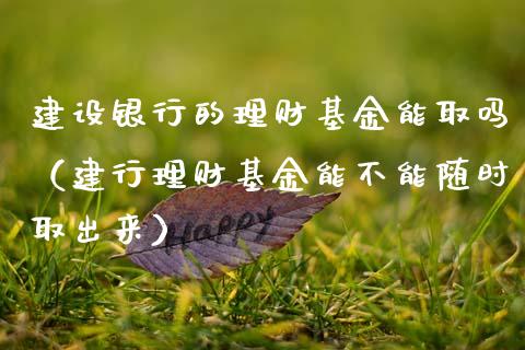 建设银行的理财基金能取吗（建行理财基金能不能随时取出来）_https://www.kuaijiepai.net_投资理财_第1张