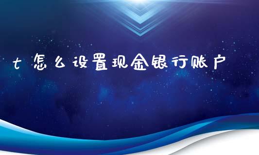 t 怎么设置现金银行账户_https://www.kuaijiepai.net_投资理财_第1张