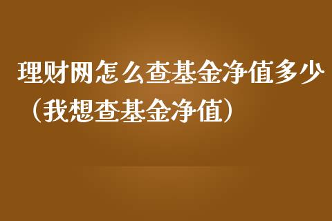 理财网怎么查基金净值多少（我想查基金净值）_https://www.kuaijiepai.net_投资理财_第1张