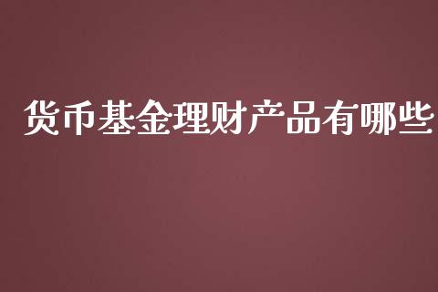 货币基金理财产品有哪些_https://www.kuaijiepai.net_期货理财_第1张