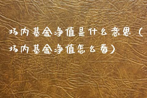 场内基金净值是什么意思（场内基金净值怎么看）_https://www.kuaijiepai.net_投资理财_第1张