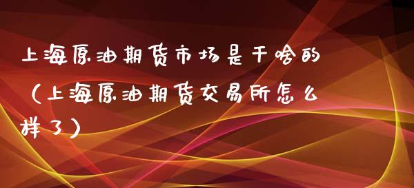 上海原油期货市场是干啥的（上海原油期货交易所怎么样了）_https://www.kuaijiepai.net_期货资讯_第1张