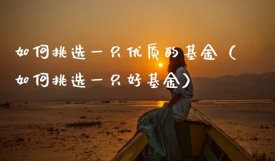如何挑选一只优质的基金（如何挑选一只好基金）_https://www.kuaijiepai.net_期货理财_第1张