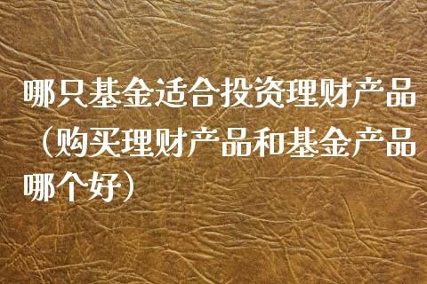 哪只基金适合投资理财产品（购买理财产品和基金产品哪个好）_https://www.kuaijiepai.net_投资理财_第1张