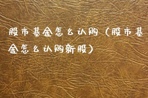 股市基金怎么认购（股市基金怎么认购新股）_https://www.kuaijiepai.net_期货理财_第1张