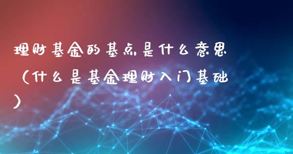 理财基金的基点是什么意思（什么是基金理财入门基础）_https://www.kuaijiepai.net_投资理财_第1张