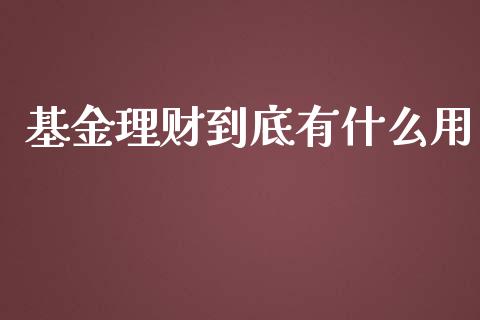 基金理财到底有什么用_https://www.kuaijiepai.net_投资理财_第1张
