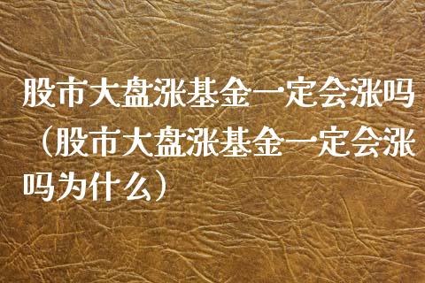 股市大盘涨基金一定会涨吗（股市大盘涨基金一定会涨吗为什么）_https://www.kuaijiepai.net_期货理财_第1张