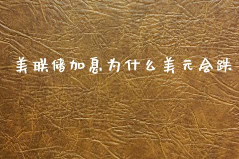 美联储加息为什么美元会跌_https://www.kuaijiepai.net_国际股建_第1张