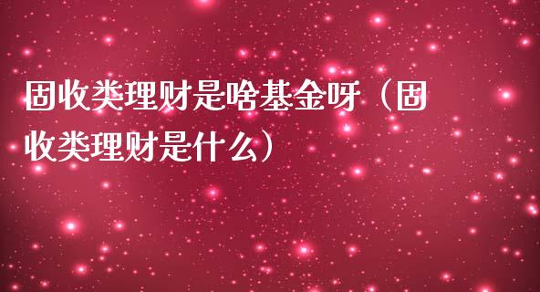 固收类理财是啥基金呀（固收类理财是什么）_https://www.kuaijiepai.net_期货理财_第1张