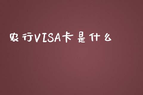 农行VISA卡是什么_https://www.kuaijiepai.net_期货理财_第1张