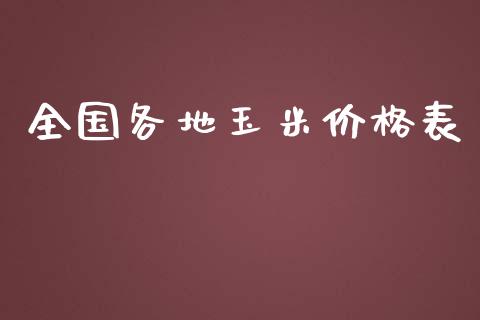 全国各地玉米价格表_https://www.kuaijiepai.net_国际期货_第1张