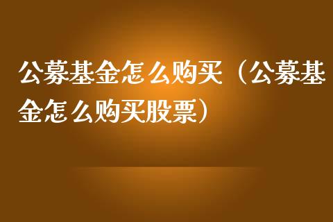 公募基金怎么购买（公募基金怎么购买股票）_https://www.kuaijiepai.net_期货理财_第1张