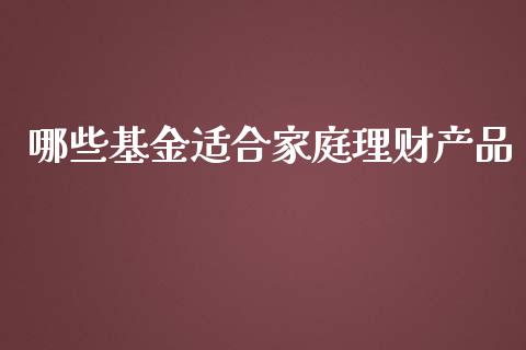 哪些基金适合家庭理财产品_https://www.kuaijiepai.net_期货理财_第1张