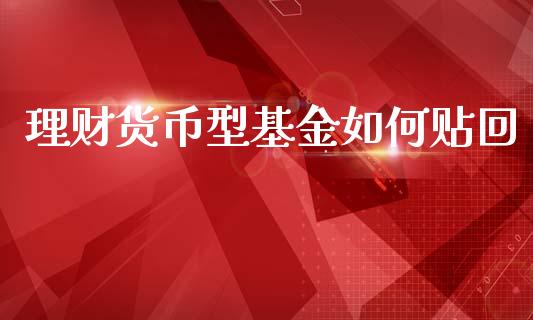 理财货币型基金如何贴回_https://www.kuaijiepai.net_期货理财_第1张