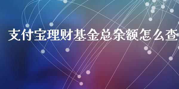 支付宝理财基金总余额怎么查_https://www.kuaijiepai.net_期货理财_第1张