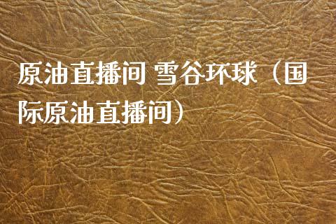 原油直播间 雪谷环球（国际原油直播间）_https://www.kuaijiepai.net_期货在线_第1张