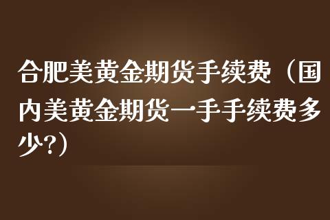 合肥美黄金期货手续费（国内美黄金期货一手手续费多少?）_https://www.kuaijiepai.net_国际期货_第1张