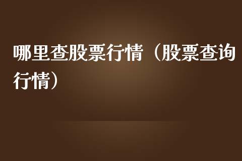 哪里查股票行情（股票查询行情）_https://www.kuaijiepai.net_国际股建_第1张