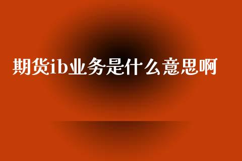 期货ib业务是什么意思啊_https://www.kuaijiepai.net_股票理论_第1张