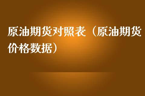原油期货对照表（原油期货价格数据）_https://www.kuaijiepai.net_国际期货_第1张