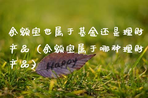 余额宝也属于基金还是理财产品（余额宝属于哪种理财产品）_https://www.kuaijiepai.net_投资理财_第1张