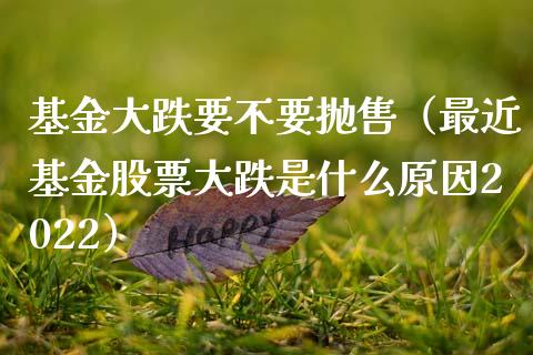 基金大跌要不要抛售（最近基金股票大跌是什么原因2022）_https://www.kuaijiepai.net_投资理财_第1张
