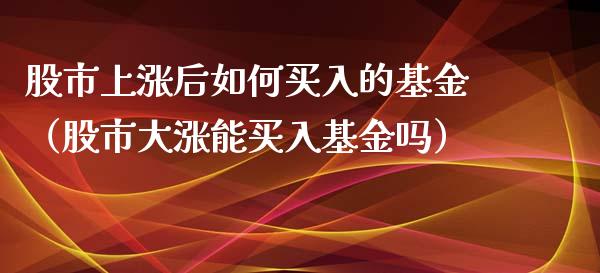 股市上涨后如何买入的基金（股市大涨能买入基金吗）_https://www.kuaijiepai.net_投资理财_第1张