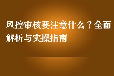 风控审核要注意什么？全面解析与实操指南_https://www.kuaijiepai.net_期货理财_第1张