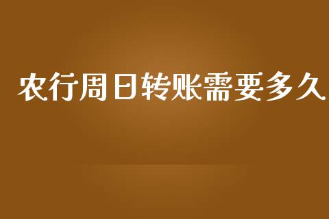 农行周日转账需要多久_https://www.kuaijiepai.net_期货资讯_第1张