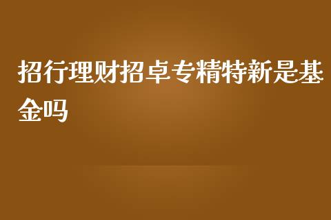 招行理财招卓专精特新是基金吗_https://www.kuaijiepai.net_投资理财_第1张