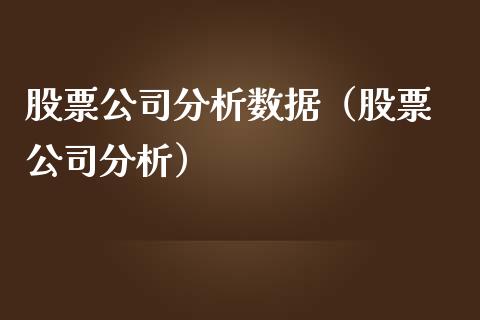 股票公司分析数据（股票 公司分析）_https://www.kuaijiepai.net_股票理论_第1张