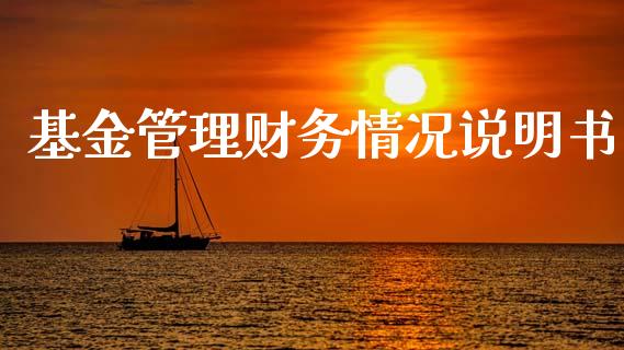 基金管理财务情况说明书_https://www.kuaijiepai.net_投资理财_第1张