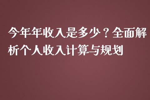 今年年收入是多少？全面解析个人收入计算与规划_https://www.kuaijiepai.net_股票理论_第1张