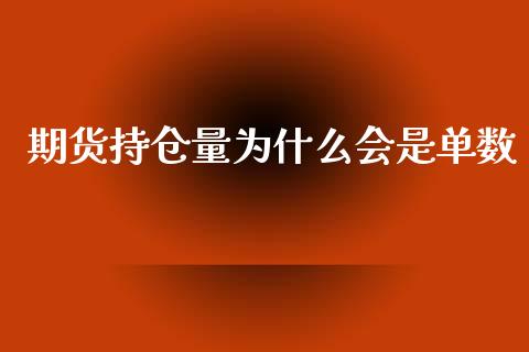 期货持仓量为什么会是单数_https://www.kuaijiepai.net_国际期货_第1张