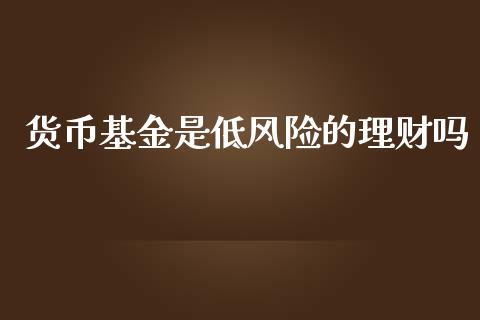 货币基金是低风险的理财吗_https://www.kuaijiepai.net_投资理财_第1张