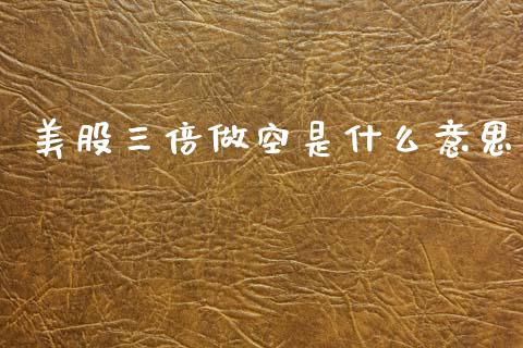 美股三倍做空是什么意思_https://www.kuaijiepai.net_期货资讯_第1张