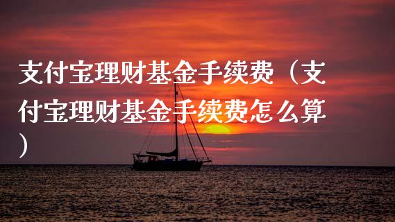 支付宝理财基金手续费（支付宝理财基金手续费怎么算）_https://www.kuaijiepai.net_投资理财_第1张