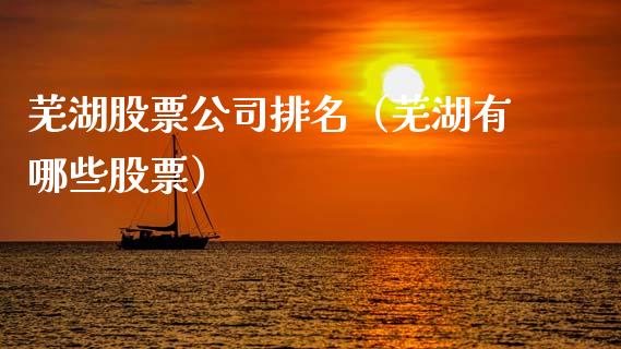 芜湖股票公司排名（芜湖有哪些股票）_https://www.kuaijiepai.net_新股新闻_第1张