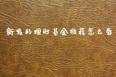 新发的理财基金推荐怎么看_https://www.kuaijiepai.net_投资理财_第1张